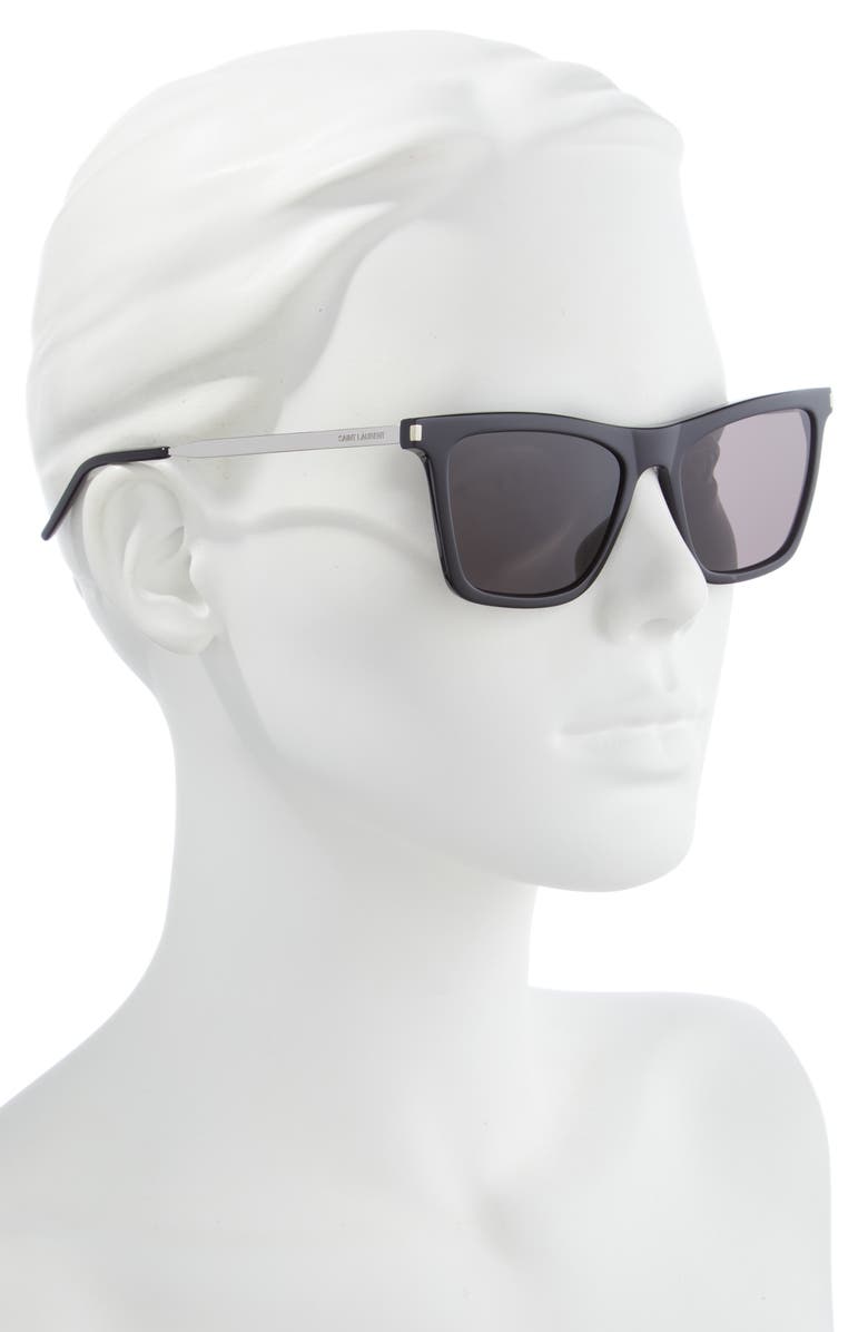 Saint Laurent 55mm Rectangular Sunglasses, Alternate, color, 