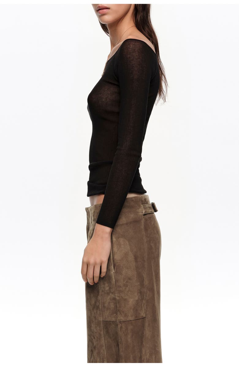 Bimba y Lola Ribbed Sweater, Alternate, color, Black