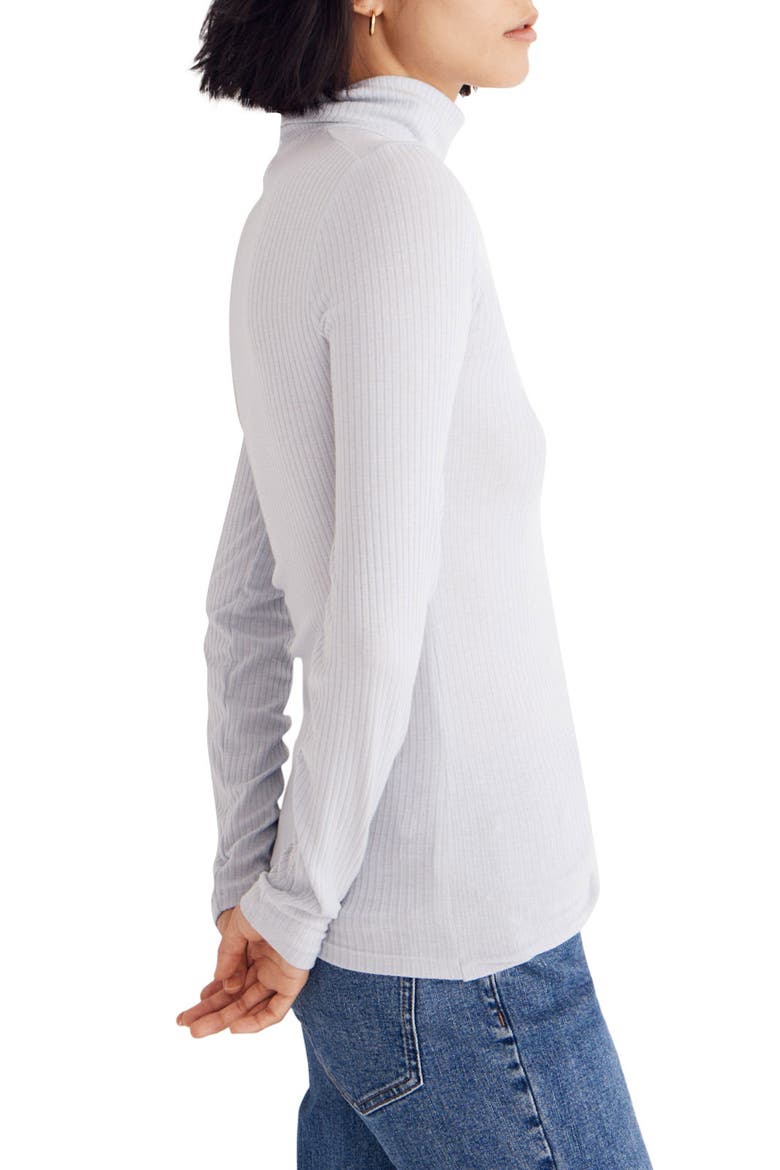 Lightweight Ribbed Turtleneck Top, Alternate, color, COOL FOG