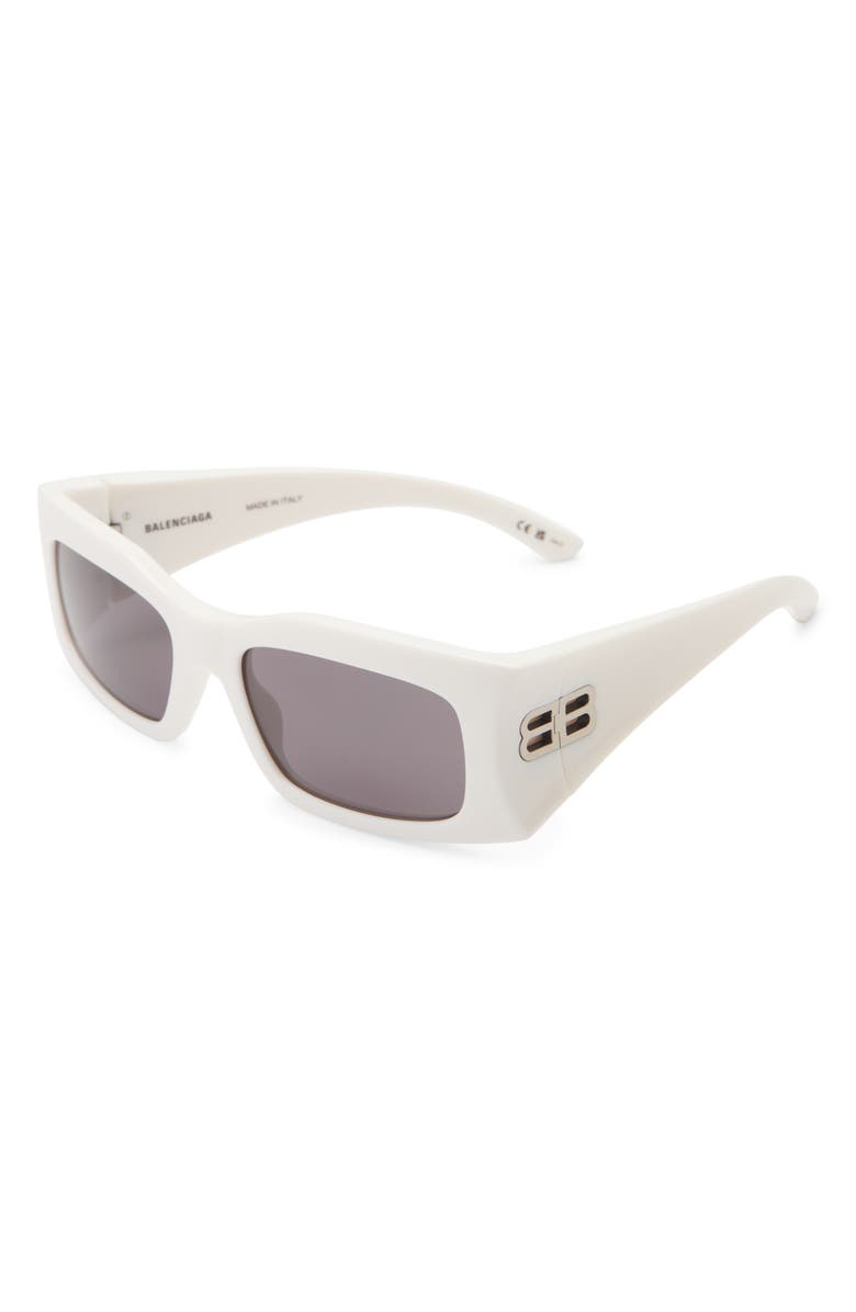 Balenciaga Rectangular Sunglasses, Alternate, color, Ivory Ivory Grey