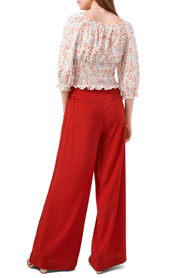 Off the Shoulder Crepe Blouse, Alternate, color, DEMURE FLRL SE
