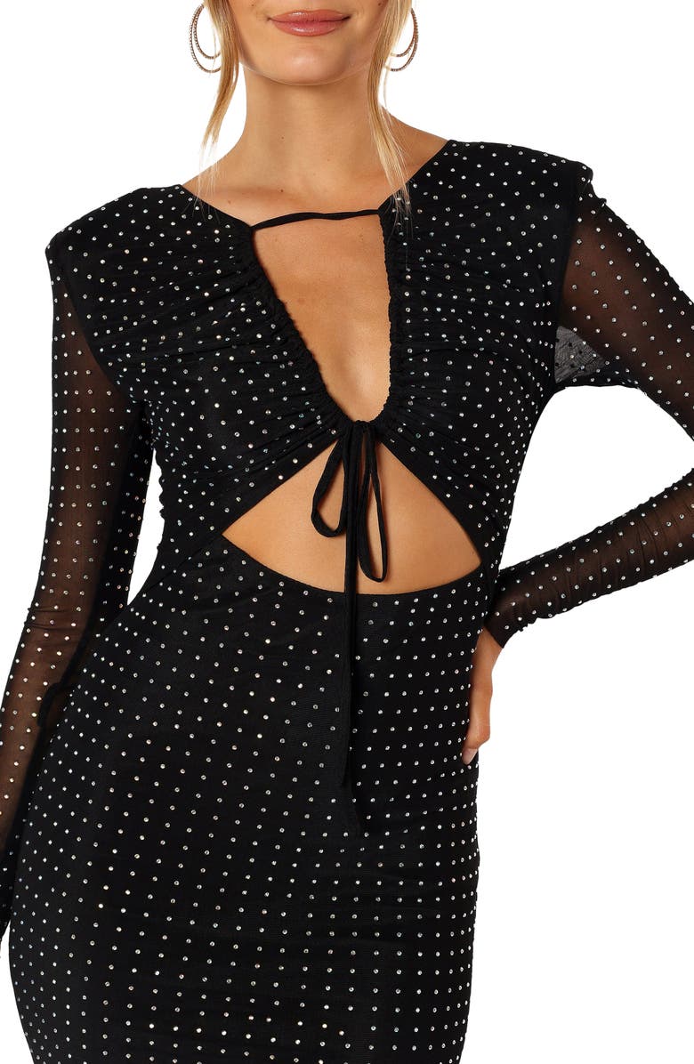 Petal & Pup Salvatore Long Sleeve Midi Dress, Alternate, color, Black