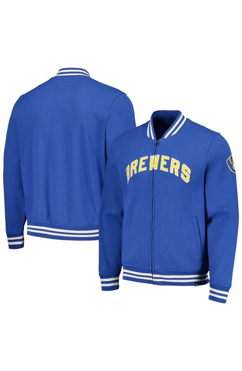 '47 Men's '47 Royal Milwaukee Brewers Wax Pack Pro Camden Full-Zip Track Jacket, Main, color, Royal
