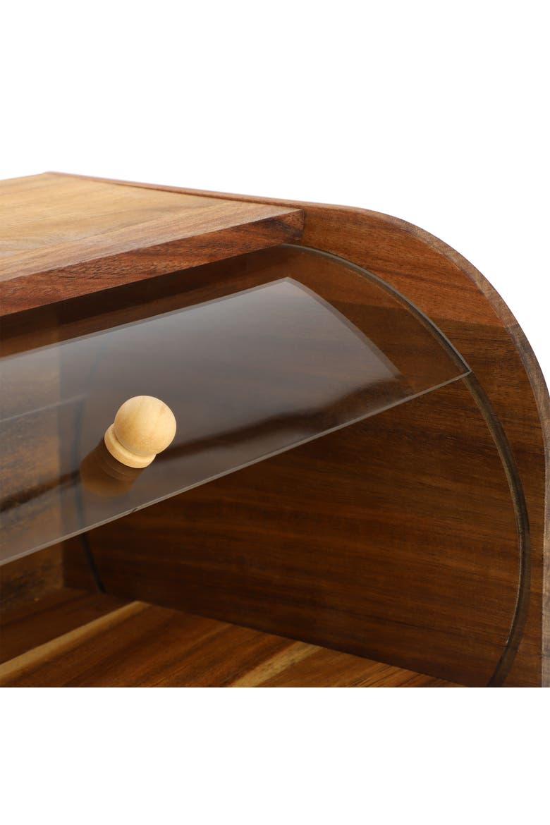 Acacia Wood Bread Box with Sliding Plastic Lid, Alternate, color, Acacia