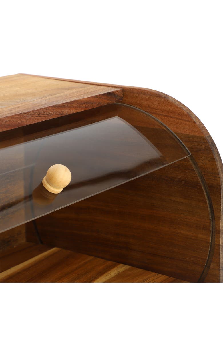 Megachef Acacia Wood Bread Box with Sliding Plastic Lid, Alternate, color, Acacia