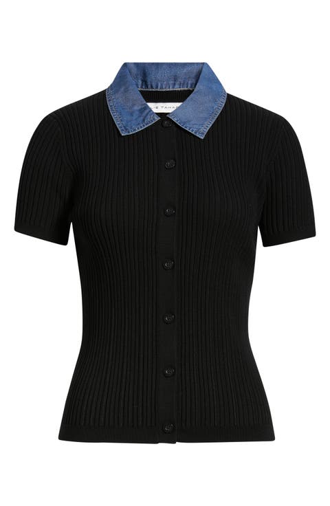 The Remington Denim Collar Short Sleeve Cardigan