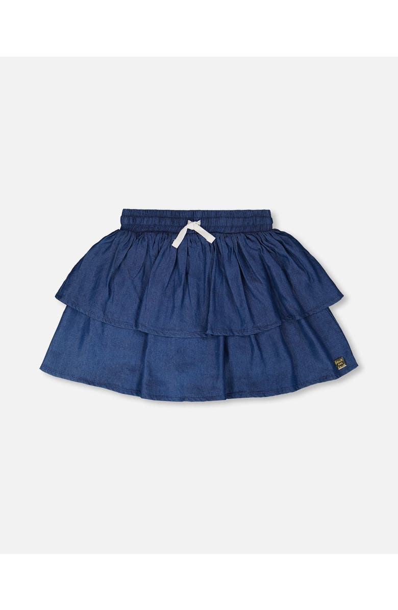 Deux par Deux Elastic Waist drawstring Chambray Skort, Main, color, Bleu Chambray
