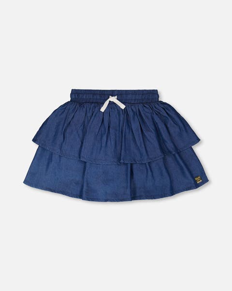 Elastic Waist drawstring Chambray Skort (Toddler, Little Kid & Big Kid)