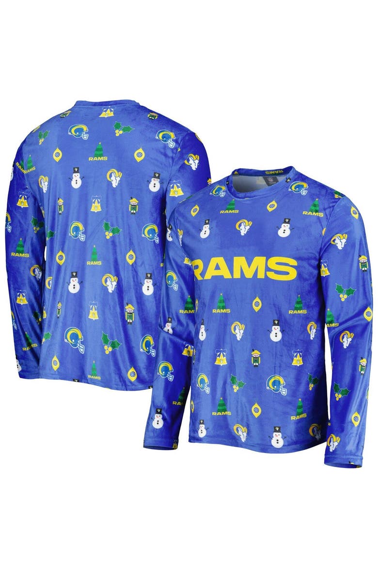 Men's FOCO Royal Los Angeles Rams Holiday Repeat Long Sleeve T-Shirt, Main, color, Royal