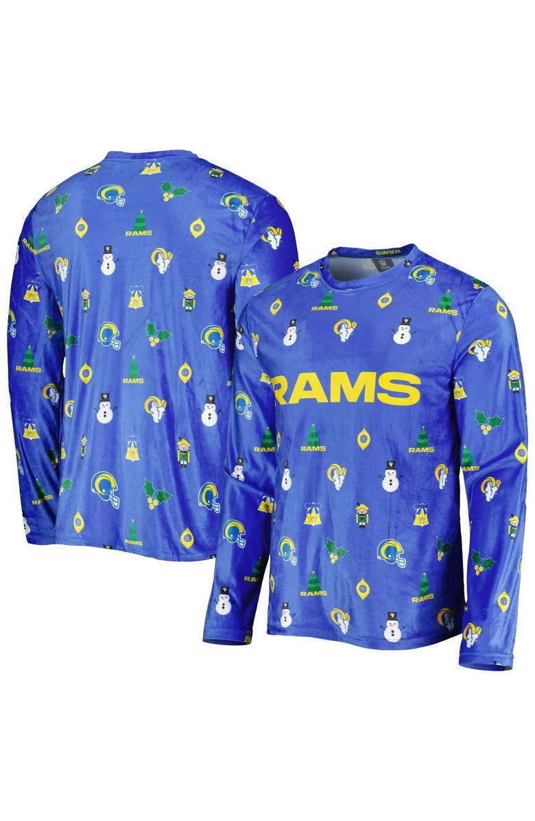 FOCO Men's FOCO Royal Los Angeles Rams Holiday Repeat Long Sleeve T-Shirt, Main, color,