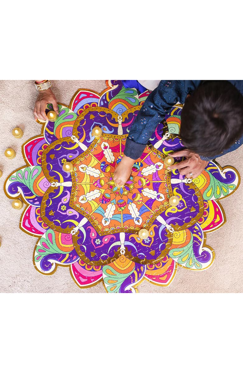 KULTURE KHAZANA Family Rangoli Diwali Puzzle 150 Piece, 32 Inch Across Puzzle, Alternate, color, Multicolored