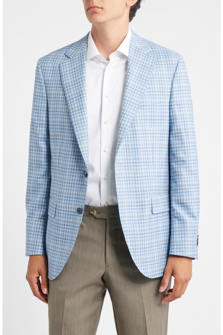 Hartford Classic Fit Check Wool Sport Coat, Main, color, LIGHT BLUE