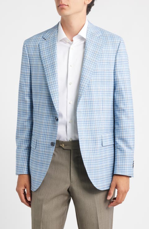 Hartford Classic Fit Check Wool Sport Coat (Regular & Big)