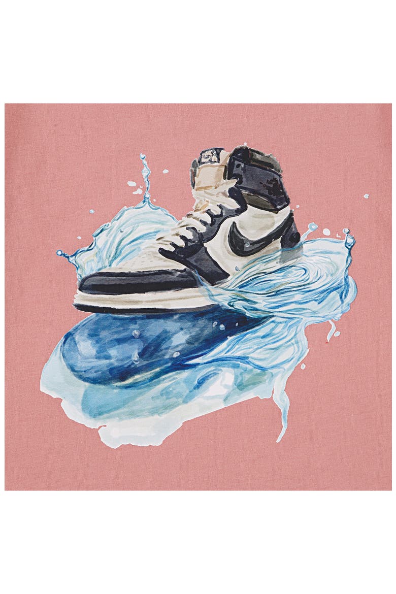 Kids' AJ1 Wave Graphic T-Shirt, Alternate, color, RUST PINK