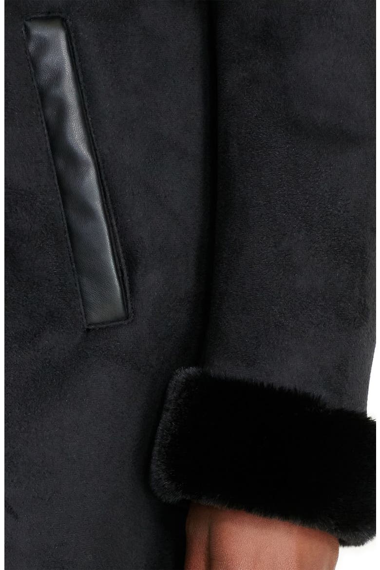 Faux Shearling Coat, Alternate, color, BLACK