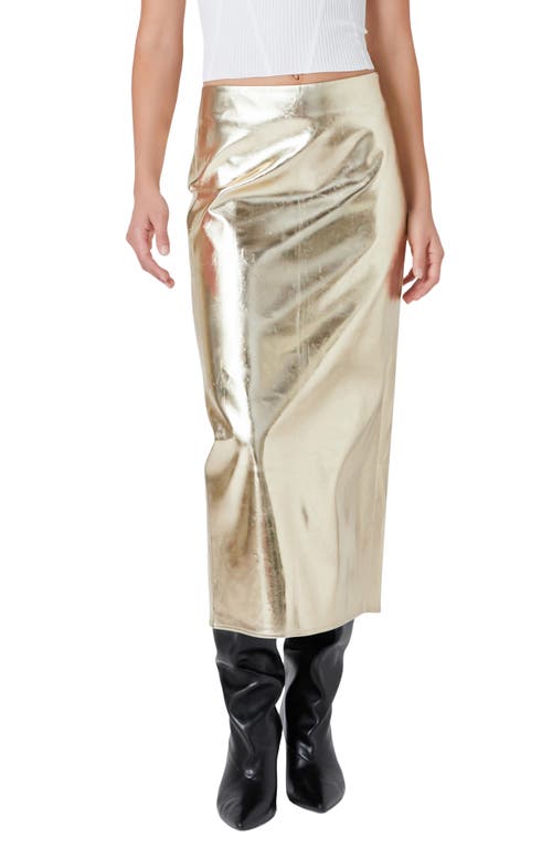 Shop Endless Rose Foil Maxi Skirt In Champagne