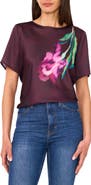 Vince Camuto Crewneck Short Sleeve Satin Top