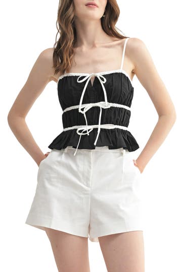 Lush Bow Front Peplum Crop Top