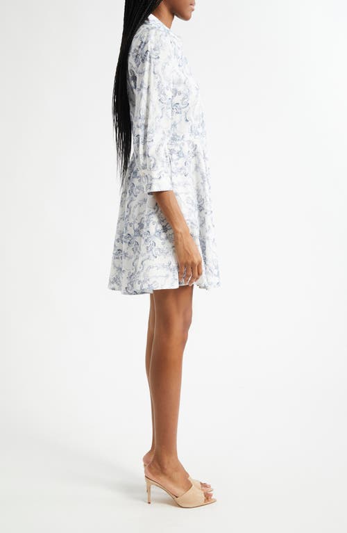 Shop L Agence L'agence Meadow Shirtdress In White Blue Scroll Toile