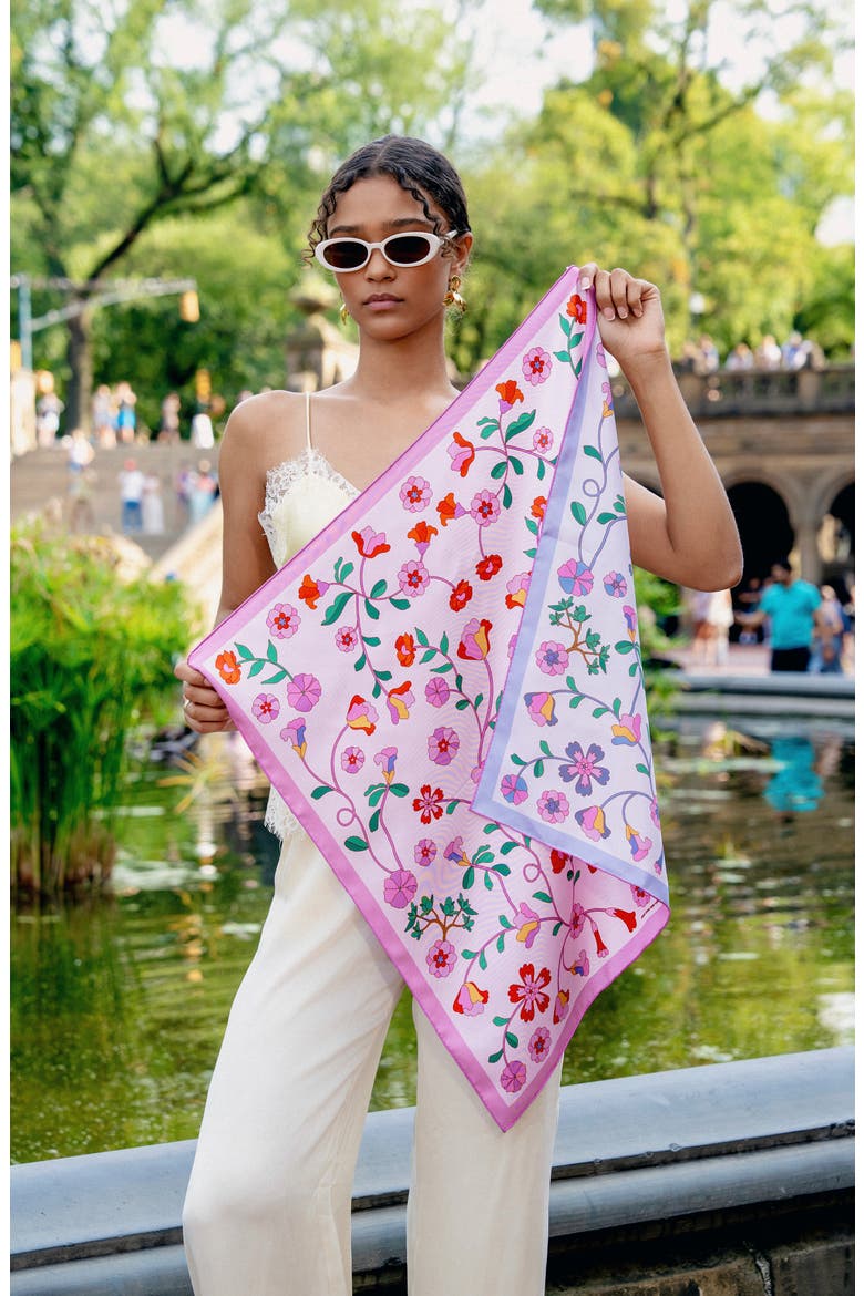 Blush Botanica Double Sided Silk Scarf, Alternate, color, Pink