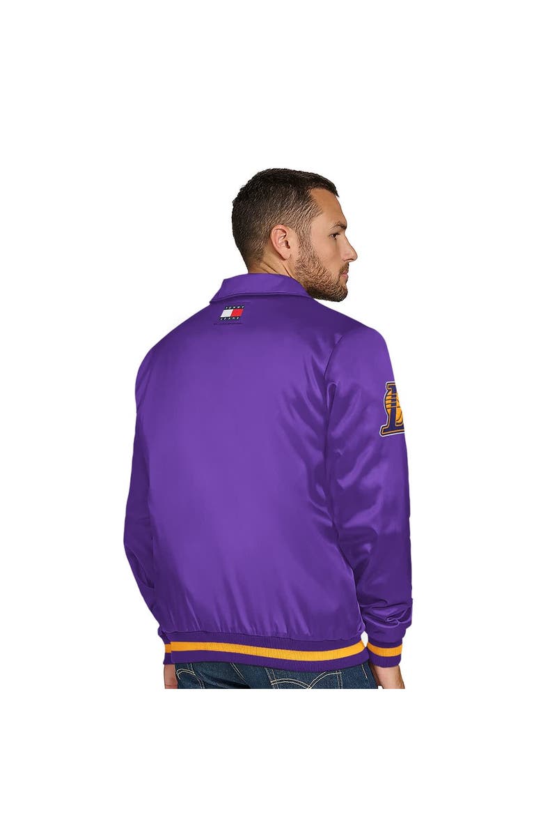 TOMMY JEANS Men's Tommy Jeans Purple Los Angeles Lakers Jacob Chain Stitch Applique Full-Snap Varsity Jacket, Alternate, color, Purple