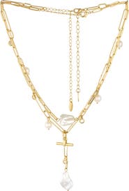 Ettika Set of 2 Pearl & Crystal Necklaces