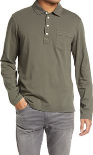 Billy Reid Pensacola Long Sleeve Organic Cotton Pocket Polo