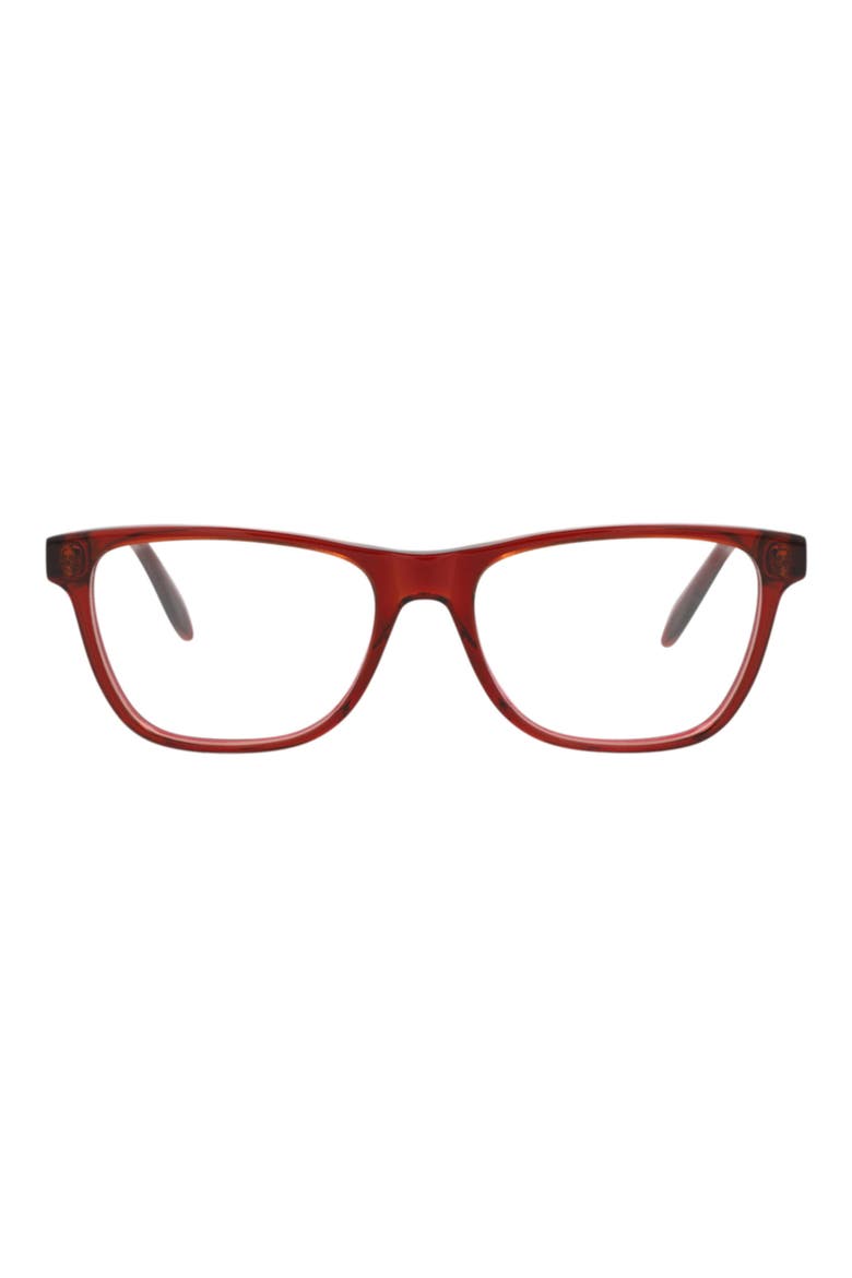 53mm Rectangular Optical Glasses, Main, color, RED RED TRANSPARENT