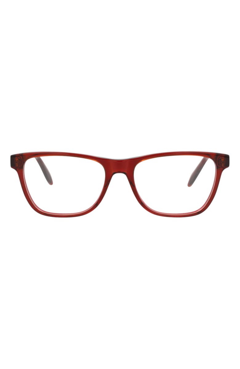McQueen 53mm Rectangular Optical Glasses, Main, color, Red Red Transparent
