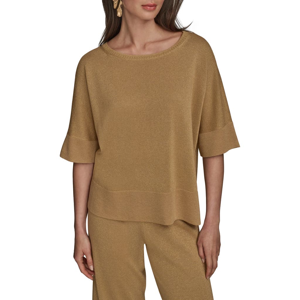 Shop Donna Karan New York Metallic Short Sleeve Sweater