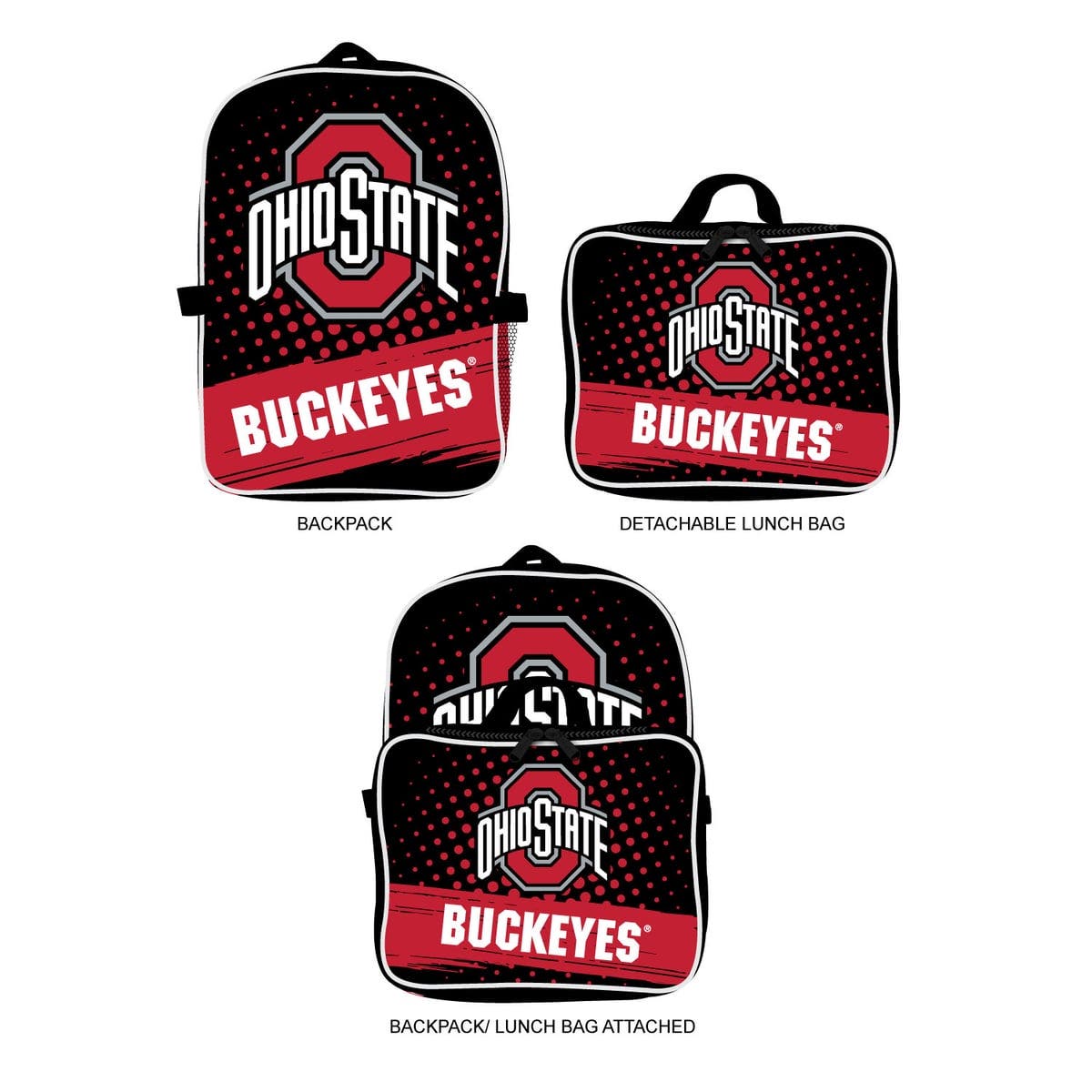 Ohio State Buckeyes Backpack & Lunch Box 2-Piece Set, Main, color, Black