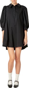 English Factory Puff Sleeve Mini Shirtdress