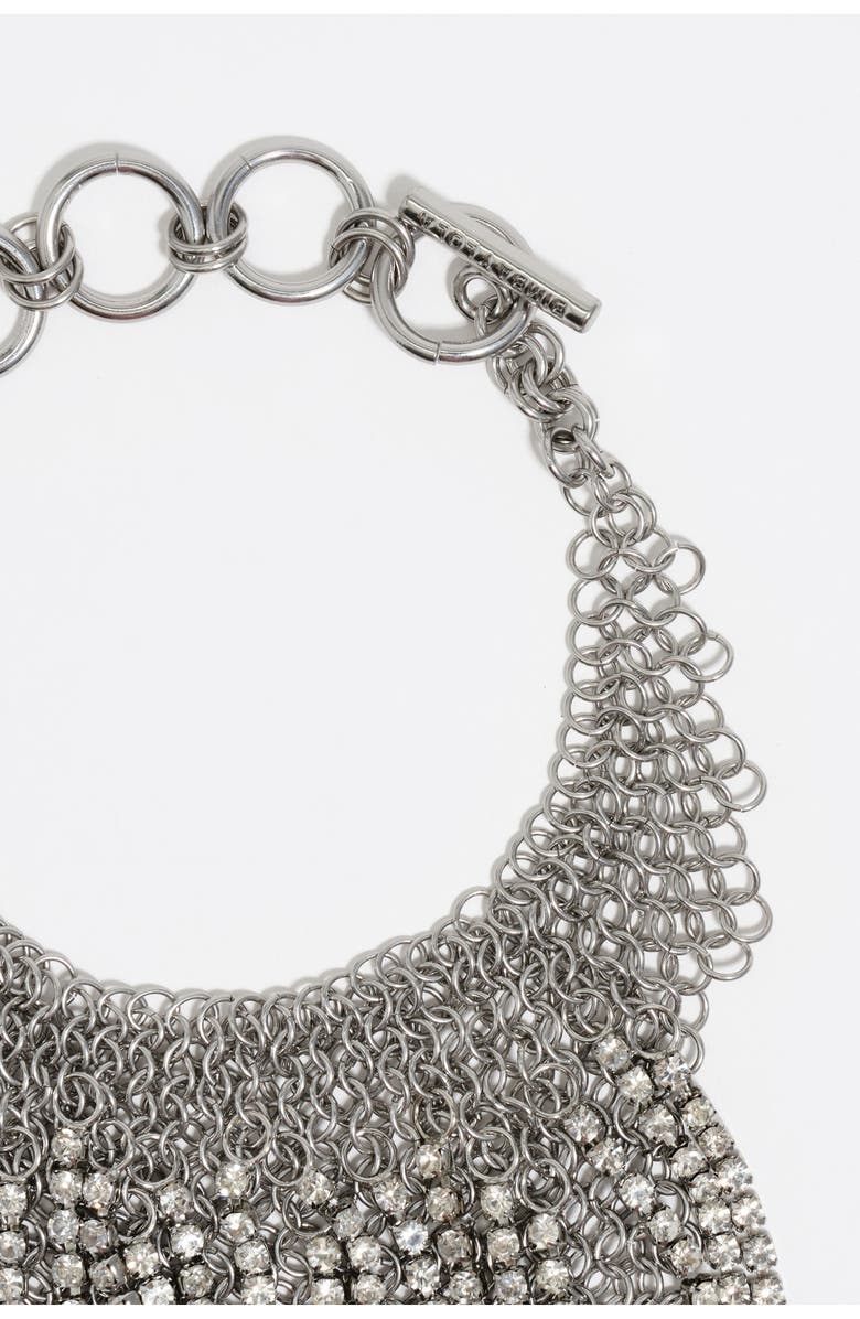 Bimba y Lola Mesh Crystals Choker Necklace, Alternate, color, Dark Silver