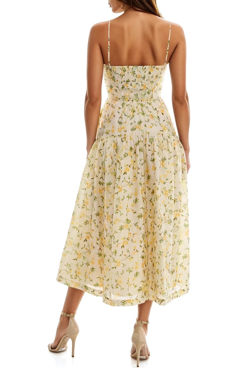 Socialite Floral Midi Dress, Alternate, color, Cream/ Yellow