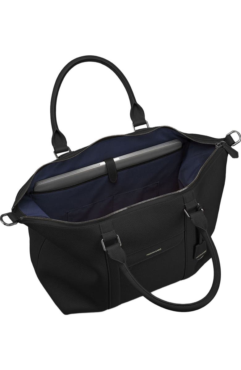 MAISON de SABRÉ Large Leather Weekender Bag, Alternate, color, Black Caviar