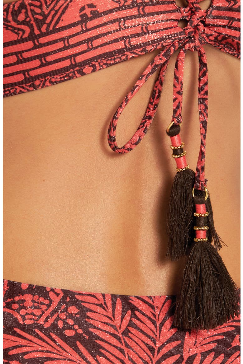 Reversible Banded Halter Bikini Top, Alternate, color, BROWN MULTI