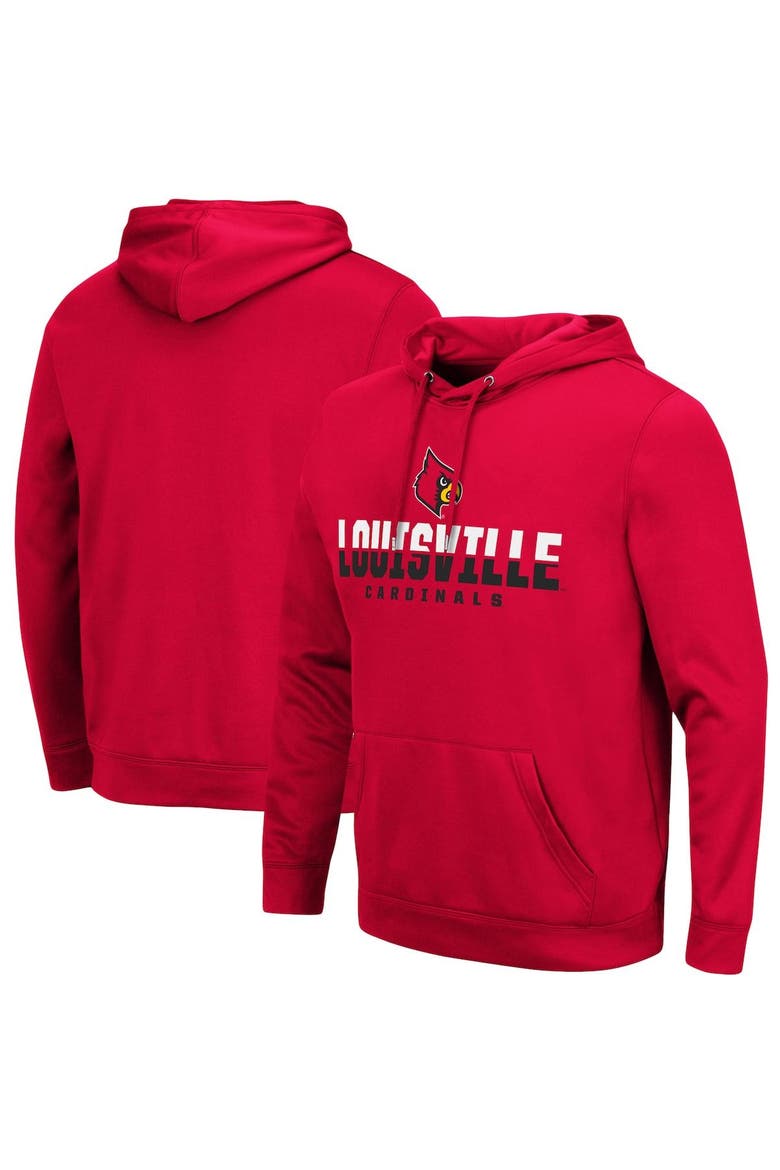 Men's Colosseum Red Louisville Cardinals Lantern Pullover Hoodie, Main, color, Red