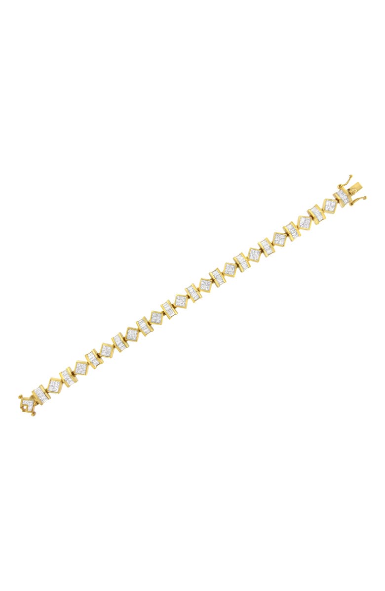 Haus of Brilliance 14K Yellow Gold 7.50 Cttw Princess and Baguette Diamond Geometric Link Bracelet, Alternate, color, Yellow Gold