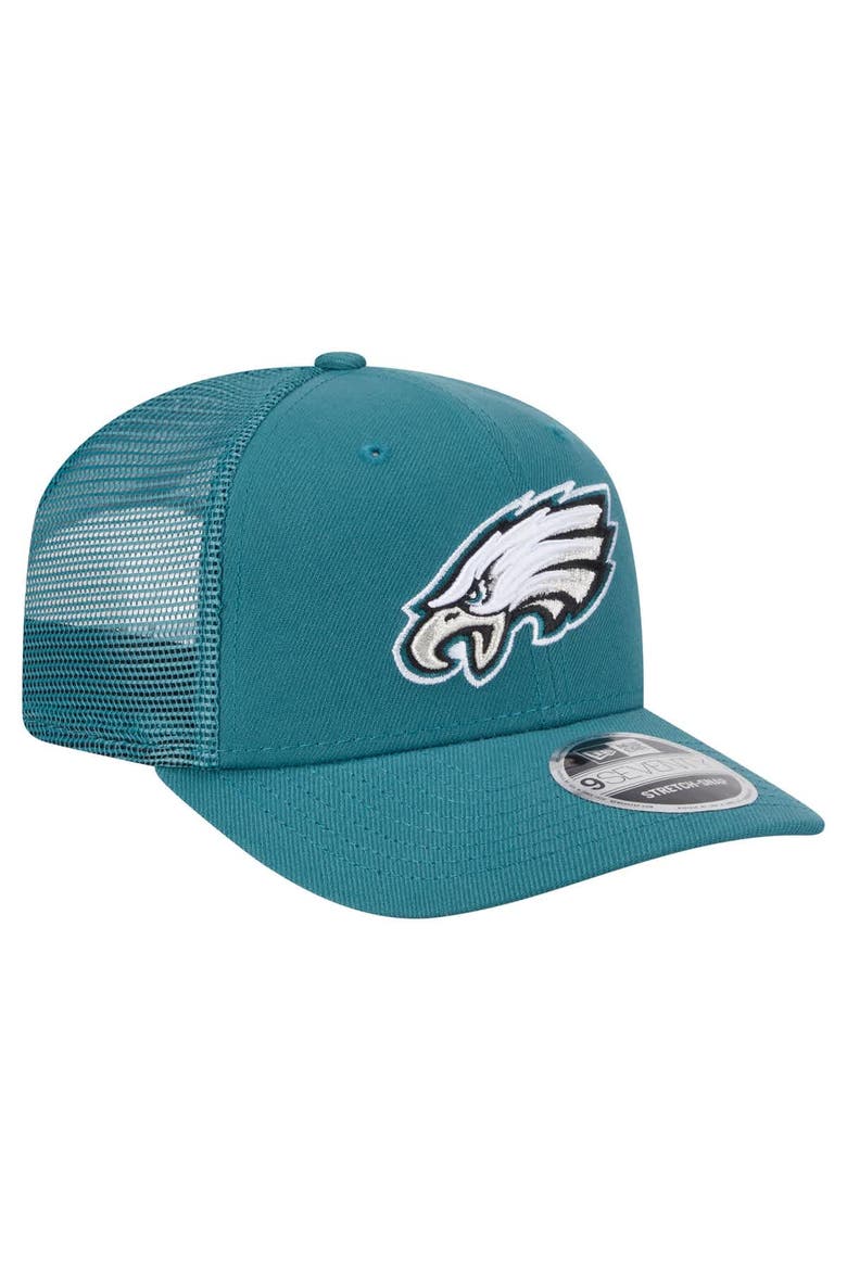 Men's New Era Midnight Green Philadelphia Eagles Main Trucker 9SEVENTY Stretch-Snap Hat, Alternate, color, Green