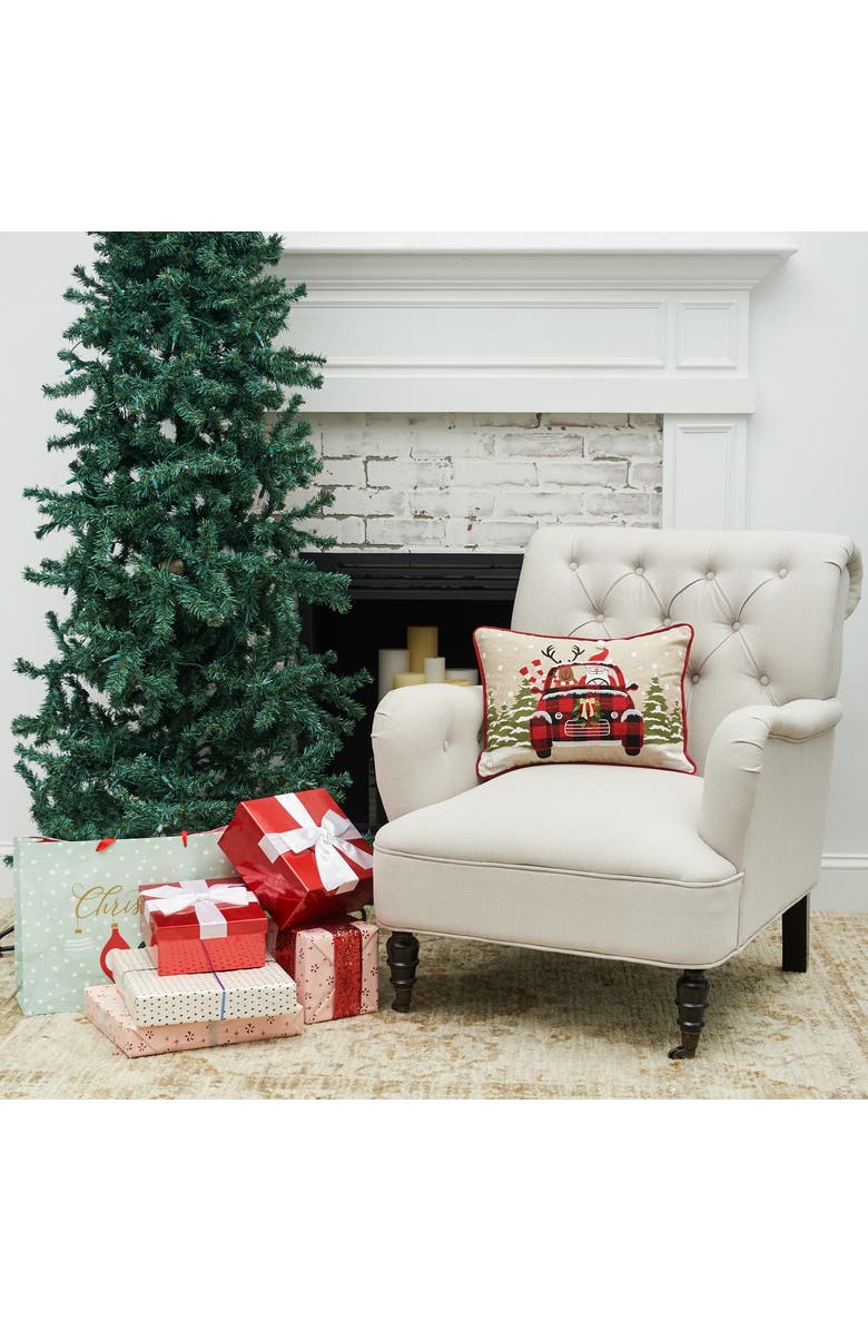 C&F Home Road Trip Friends Christmas LED Light-Up Throw Pillow, 18" x 18", Alternate, color, Brown