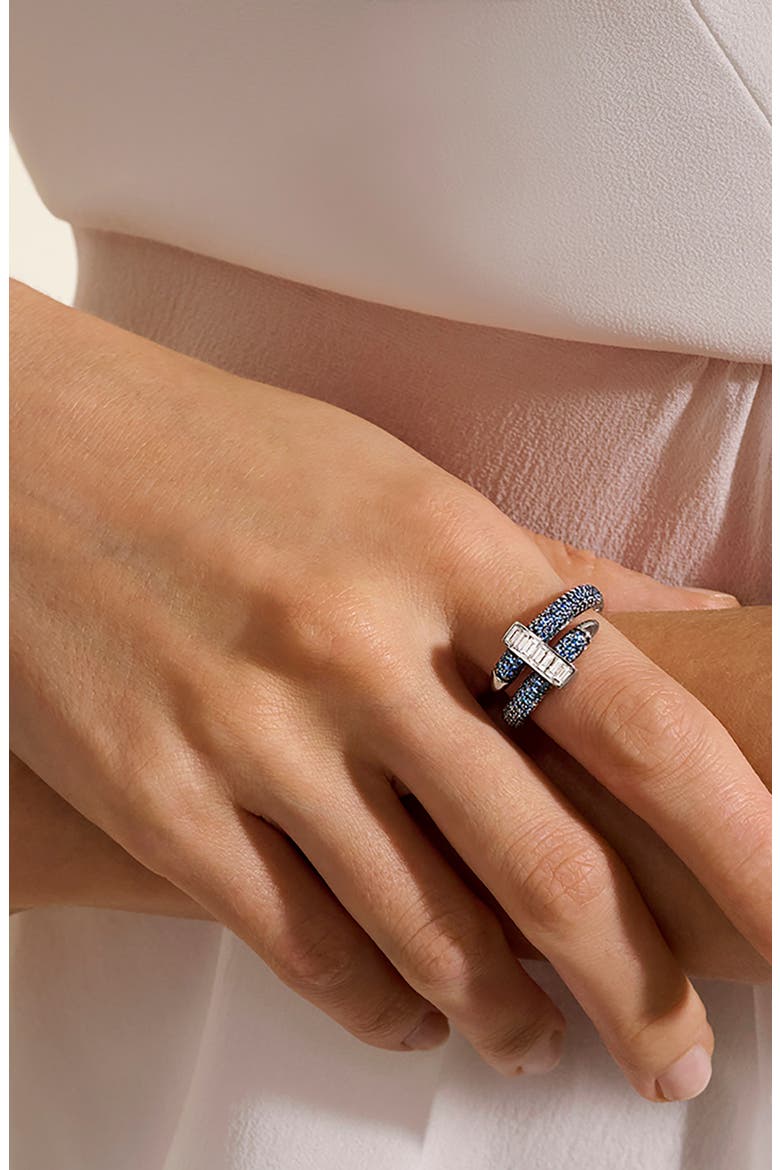 Artisan Series 18k White Gold Diamond & Sapphire Spear Ring, Alternate, color, GOLD