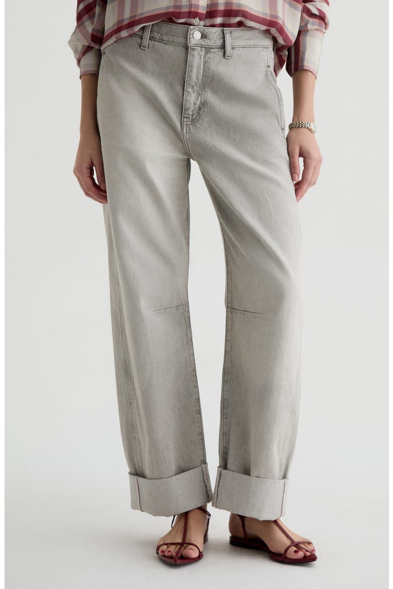 Mercer Cuffed High Waist Barrel Jeans, Main, color, SENSORY