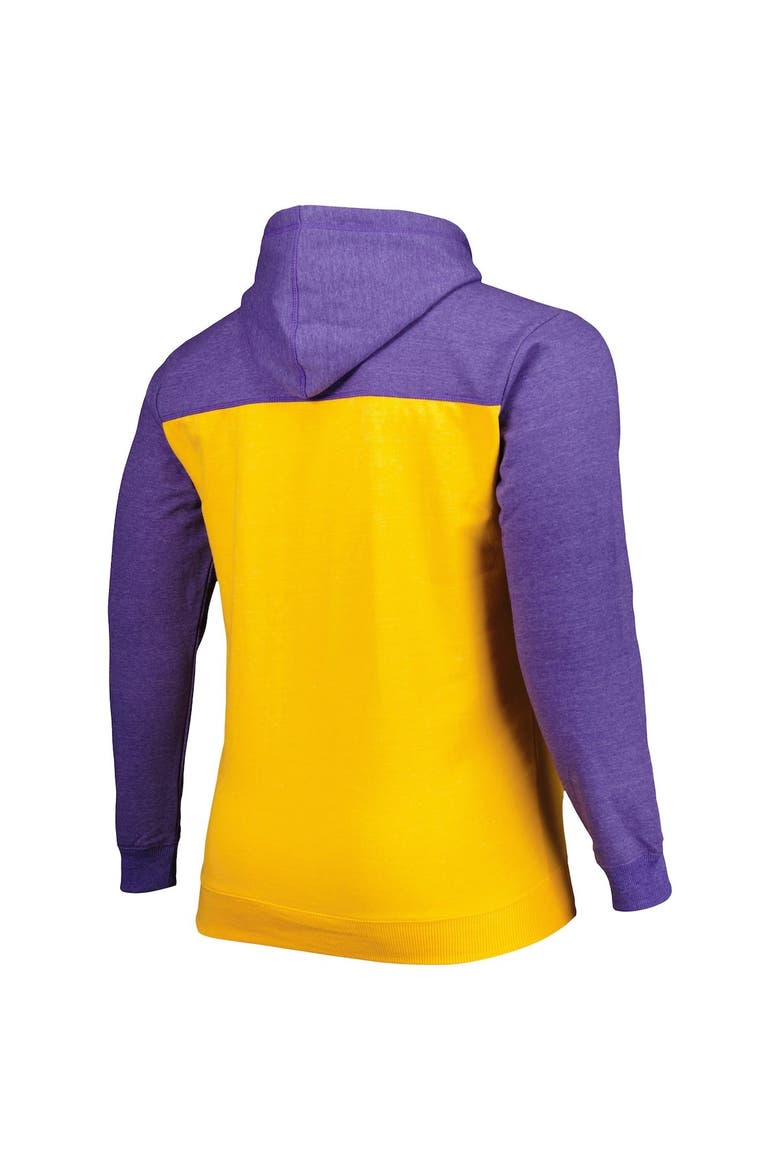 Men's Fanatics Branded Gold/Purple Los Angeles Lakers Big & Tall Down and Distance Full-Zip Hoodie, Alternate, color, Gold