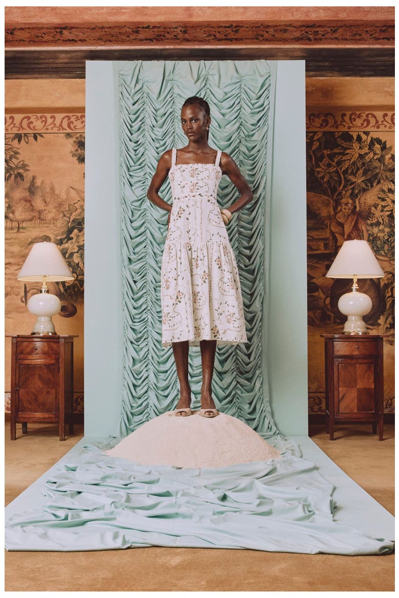 Nispero  Navegante Midi Dress, Alternate, color, Ivory