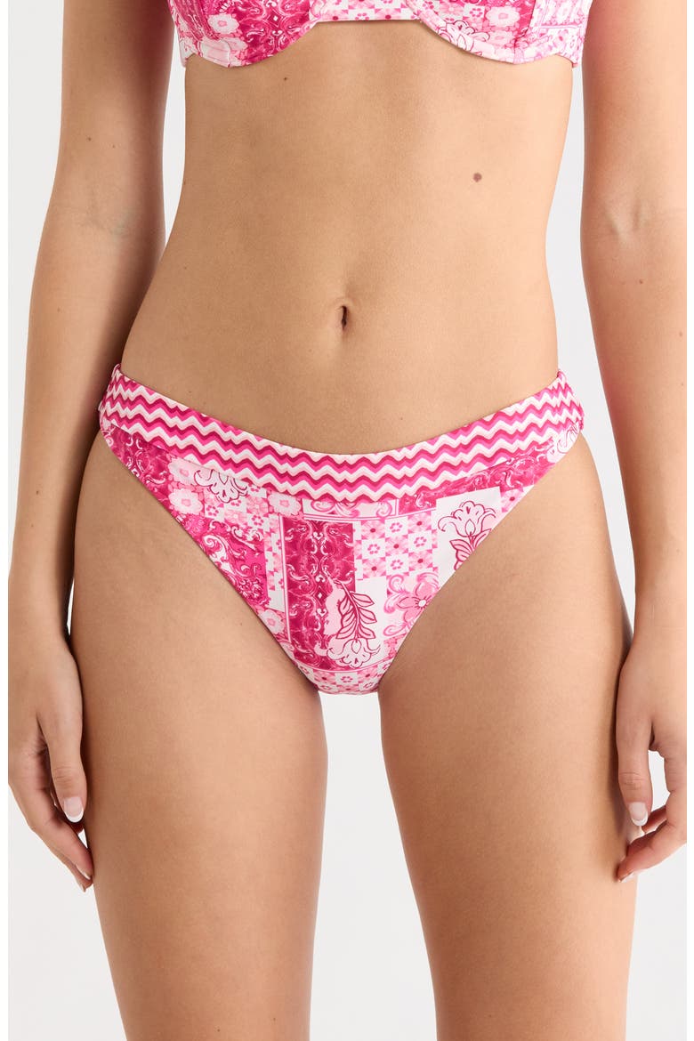 Isla Printed Hipster Bikini Bottoms, Main, color, RADIANT PINK COMBO