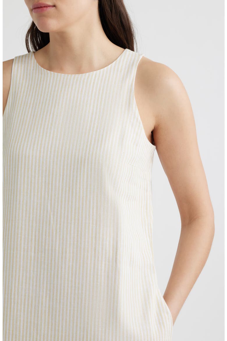 Stripe A-Line Linen Blend Minidress, Alternate, color, IVORY/ YELLOW