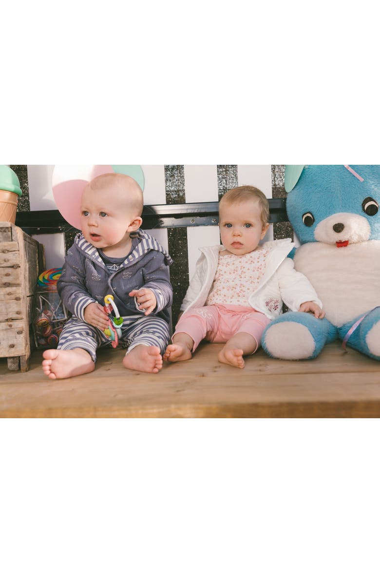 Deux par Deux Baby Girl's Organic Cotton Pointelle Bodysuit Printed White And Pink Flowers, Alternate, color, 