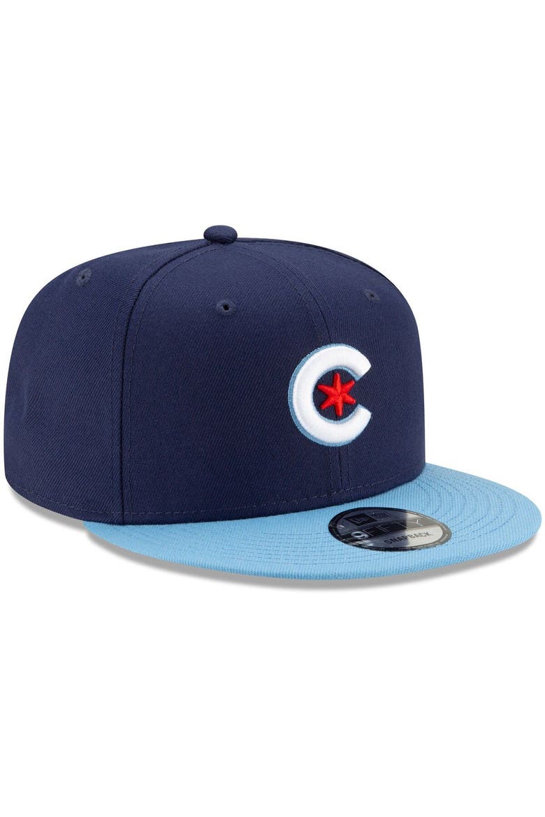 Men's New Era Navy/Light Blue Chicago Cubs 2021 City Connect 9FIFTY Snapback Adjustable Hat, Alternate, color, Navy