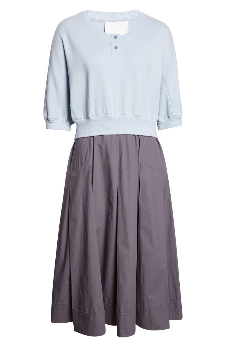 3.1 Phillip Lim Mixed Media Midi Dress, Alternate, color, Oxford Blue-Blue Multi