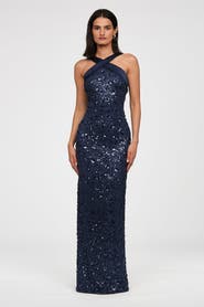 Theia Kiki Beaded Column Gown